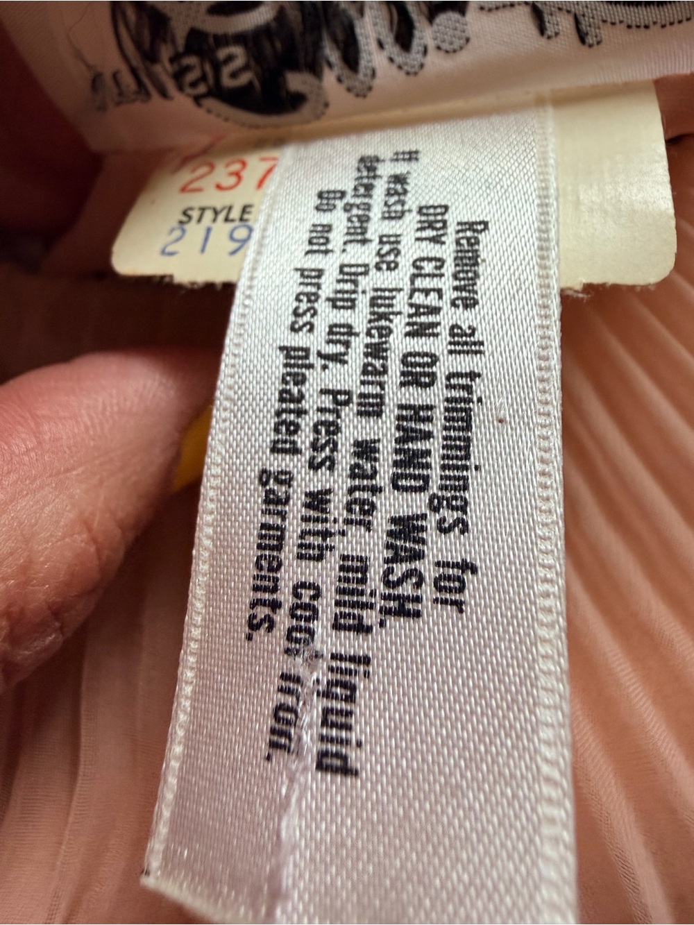 Vintage 1960โs Peach Pleated Chiffon Maxi Dress - Picture 12 of 13